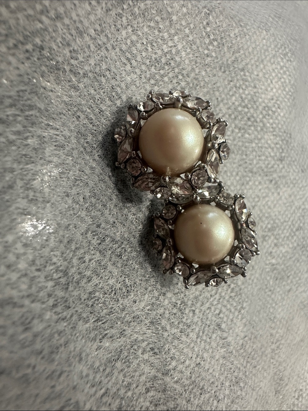 Carolee Cream Pearl and Crystal Halo Stud Earrings